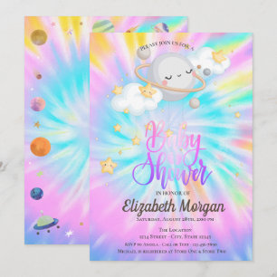 Weltraum Sterne Planet Tie Dye Babyparty Einladung