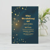 Weltraum Sternenuniversum Aquamarine Galaxie Hochz Einladung (Stehend Vorderseite)