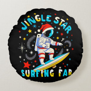 Weltraum-Surfen mit dem Weihnachtsmann Kosmisches Rundes Kissen