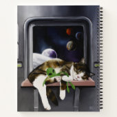 Weltraum-Tabby-Katze grüner Alien-Plüsch Sci-Fi Notizblock (Rückseite)