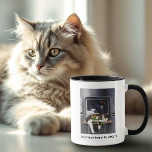 Weltraum-Tabby-Katze grüner Alien-Plüsch Sci-Fi Tasse