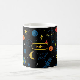 Weltraum-Tasse mit Raketenschiff und Planeten für Kaffeetasse