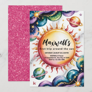 Weltraum Thema 1. Geburtstag Party Einladung