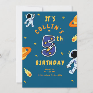 Weltraum-Themen-Einladung zum 5. Geburtstag für Ju Einladung