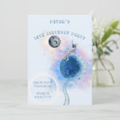 Weltraum und Astronaut zum Geburtstag Einladung (Stehend Vorderseite)