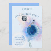 Weltraum und Astronaut zum Geburtstag Einladung (Vorne/Hinten)