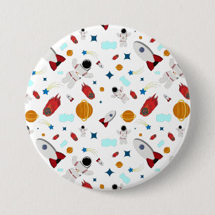 Weltraum- und Astronautenmuster des Kindes Button