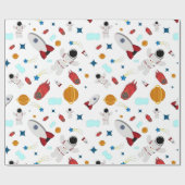 Weltraum- und Astronautenmuster des Kindes Geschenkpapier (Flach)