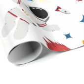 Weltraum- und Astronautenmuster des Kindes Geschenkpapier (Rolleneckpunkt)