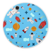 Weltraum- und Astronautenmuster des Kindes Keramikknauf (Vorderseite)