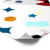 Weltraum- und Astronautenmuster des Kindes Poster (Ecke)