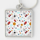 Weltraum- und Astronautenmuster des Kindes Schlüsselanhänger (Vorne)