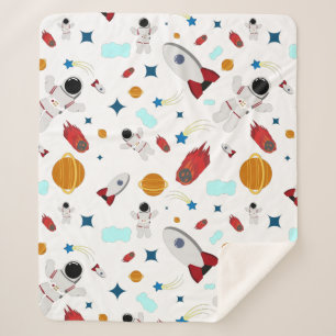 Weltraum- und Astronautenmuster des Kindes Sherpadecke
