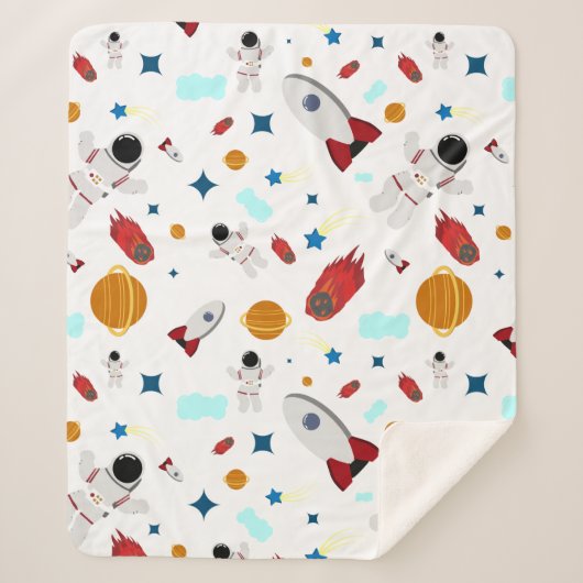 Weltraum- und Astronautenmuster des Kindes Sherpadecke (Vorderseite)