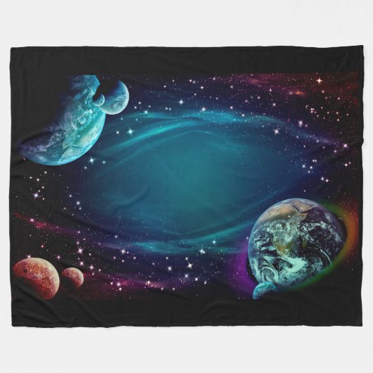 Weltraum und Planeten Fleecedecke (Vorderseite (Horizontal))