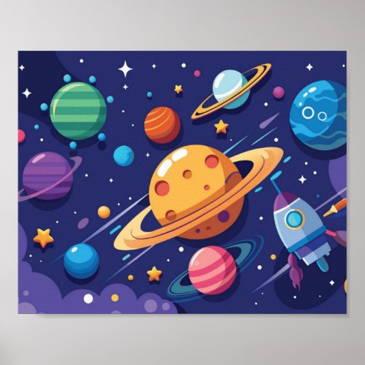 Weltraum- und Planetenthema Poster (Vorne)