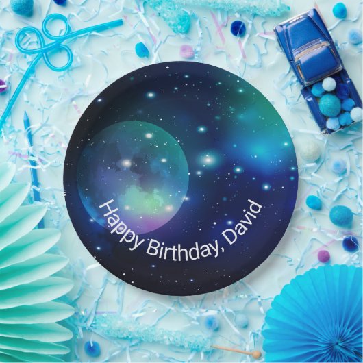 Weltraum und Sterne zum Geburtstag Pappteller (Party)