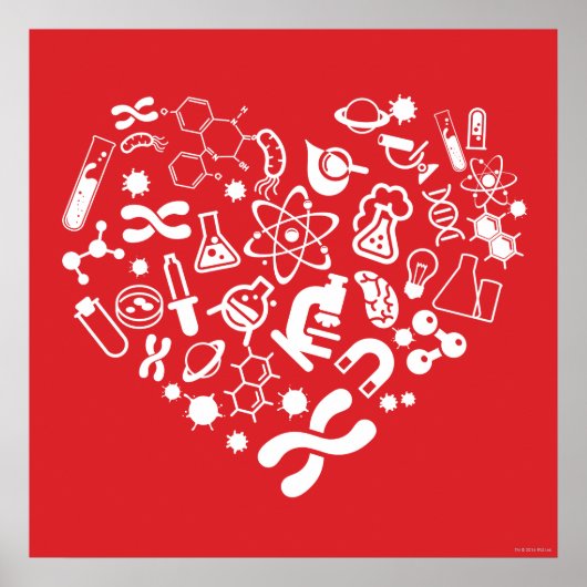 Weltraum und Wissenschaftsherz Poster (Vorne)