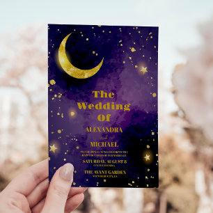Weltraum Universum Lila Galaxie Hochzeit  Einladung