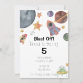 Weltraum Wasserfarbe Geburtstag Einladung (Vorderseite)