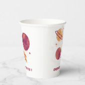 Weltraum Wasserfarbenplanet Mädchen 1. Geburtstag Pappbecher (Rechts)