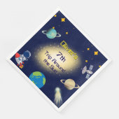 Weltraum zum Geburtstag - Astronaut, Rakete und Ga Serviette (Ecke)