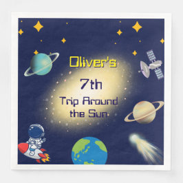 Weltraum zum Geburtstag - Astronaut, Rakete und Ga Serviette