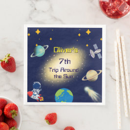 Weltraum zum Geburtstag - Astronaut, Rakete und Ga Serviette