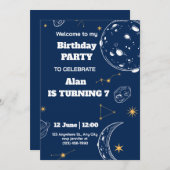 Weltraum zum Geburtstag Einladung (Vorne/Hinten)