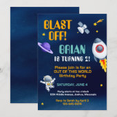 Weltraum zum Geburtstag Einladung (Vorne/Hinten)