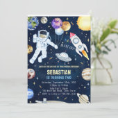 Weltraum zum Geburtstag Einladung (Stehend Vorderseite)