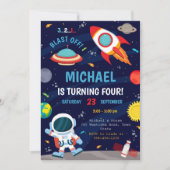 Weltraum zum Geburtstag Einladung (Vorderseite)