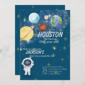 Weltraum zum Geburtstag Einladung (Vorne/Hinten)