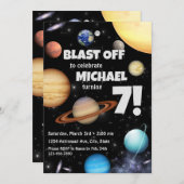 Weltraum zum Geburtstag Einladung (Vorne/Hinten)