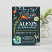 Weltraum zum Geburtstag Einladung (Stehend Vorderseite)