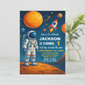 Weltraum zum Geburtstag Einladung (Stehend Vorderseite)