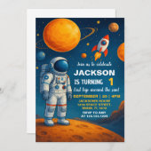 Weltraum zum Geburtstag Einladung (Vorne/Hinten)