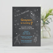 Weltraum zum Geburtstag Einladung (Stehend Vorderseite)