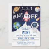 Weltraum zum Geburtstag Einladung (Vorderseite)