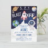 Weltraum zum Geburtstag Einladung (Stehend Vorderseite)