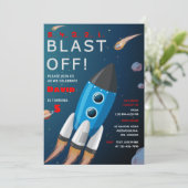 Weltraum zum Geburtstag Einladung (Stehend Vorderseite)