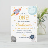 Weltraum zum Geburtstag Einladung Astronaut einlad (Stehend Vorderseite)