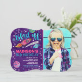 Weltraum zum Geburtstag Einladung Weltraum Party (Stehend Vorderseite)