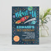 Weltraum zum Geburtstag Einladung Weltraum Party (Stehend Vorderseite)