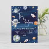 Weltraum Zweiter Geburtstag Einladung Zwei der (Stehend Vorderseite)