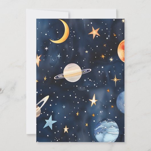 Weltraum Zweiter Geburtstag Einladung Zwei der (Rückseite)