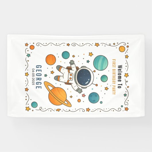Weltraumabenteuer 1. Geburtstag | Outer Space Banner (Horizontal)