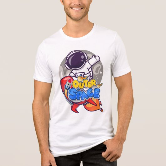 Weltraumabenteuer - Astronaut & Rocket Cartoon Tri-Blend Shirt (Vorderseite)