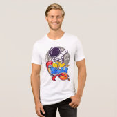 Weltraumabenteuer - Astronaut & Rocket Cartoon Tri-Blend Shirt (Vorderseite voll)
