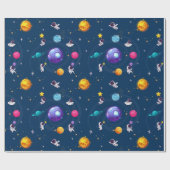 Weltraumabenteuer: Blue Astronaut Kindergeburtstag Geschenkpapier (Flach)